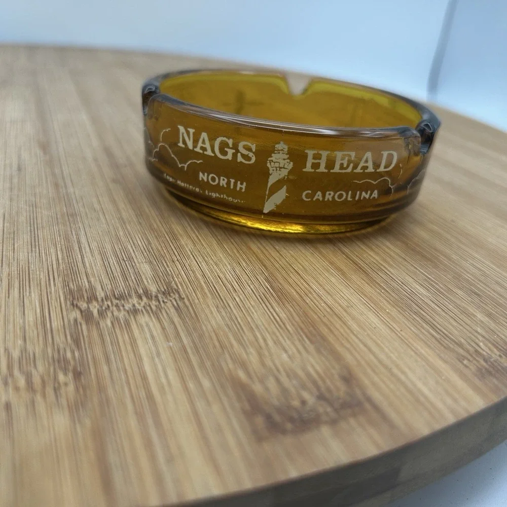 Nags Head‎ North Carolina Amber Ashtray Wrights Bros Vintage Aviation Pilots